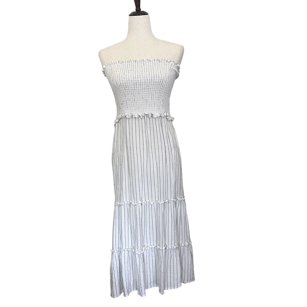 4OUR DREAMERS~ Strapless Smock Top Tiered Ruffle Striped Dress SZ XS